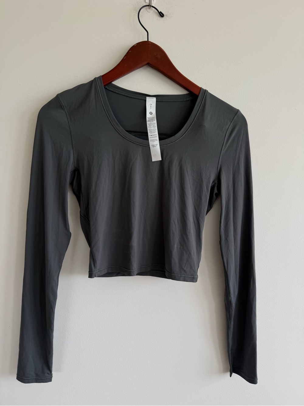 lululemon athletica Long Sleeve Crop Top - Charcoal Gray